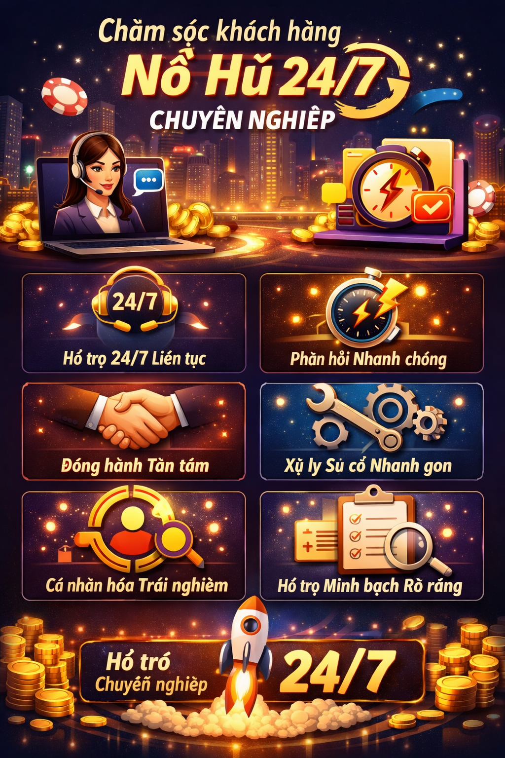 Dịch vụ hỗ trợ Nổ Hũ 24/7